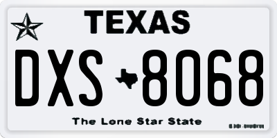 TX license plate DXS8068
