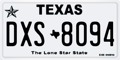 TX license plate DXS8094