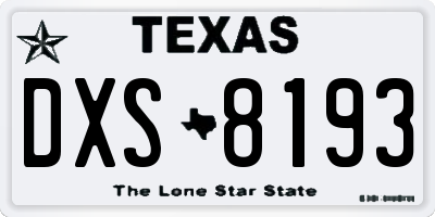 TX license plate DXS8193