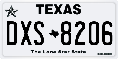 TX license plate DXS8206