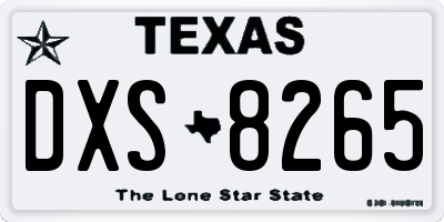 TX license plate DXS8265