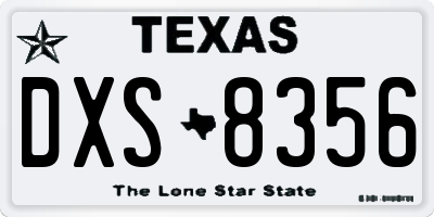 TX license plate DXS8356
