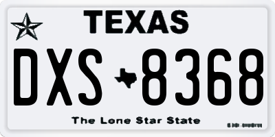 TX license plate DXS8368