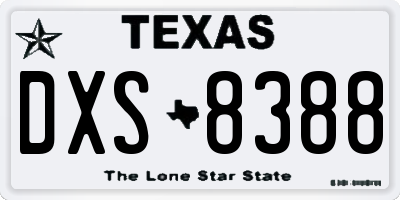 TX license plate DXS8388