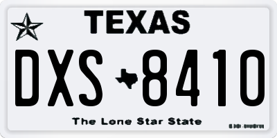 TX license plate DXS8410