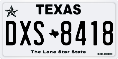 TX license plate DXS8418