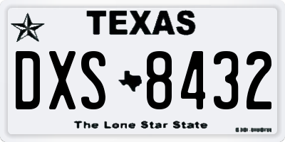 TX license plate DXS8432