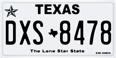 TX license plate DXS8478