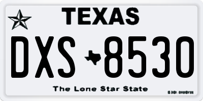TX license plate DXS8530