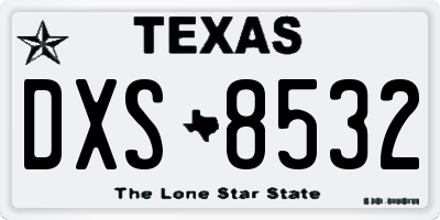 TX license plate DXS8532