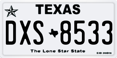 TX license plate DXS8533