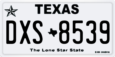 TX license plate DXS8539