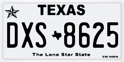 TX license plate DXS8625