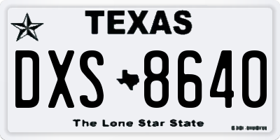 TX license plate DXS8640