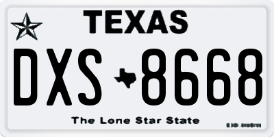 TX license plate DXS8668