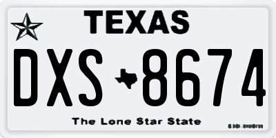 TX license plate DXS8674