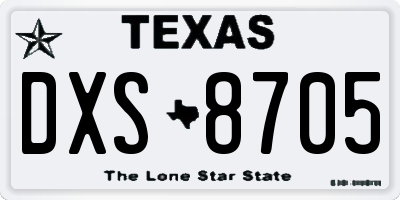 TX license plate DXS8705