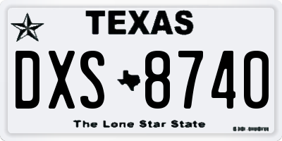 TX license plate DXS8740
