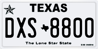 TX license plate DXS8800