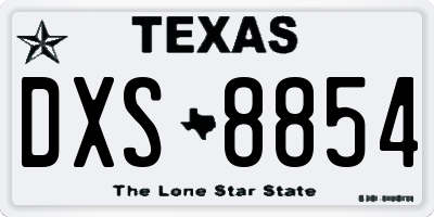 TX license plate DXS8854