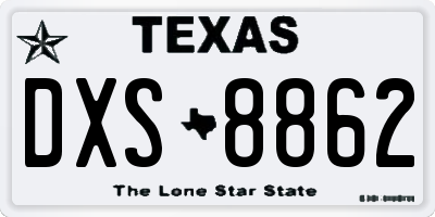 TX license plate DXS8862