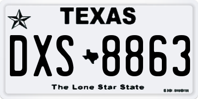 TX license plate DXS8863