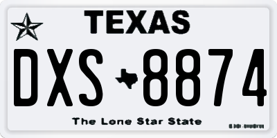 TX license plate DXS8874