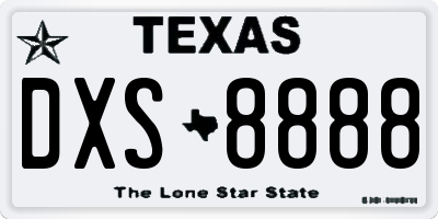 TX license plate DXS8888