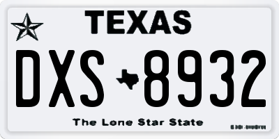 TX license plate DXS8932