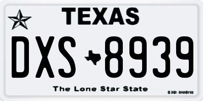 TX license plate DXS8939