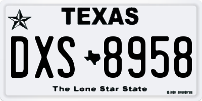 TX license plate DXS8958