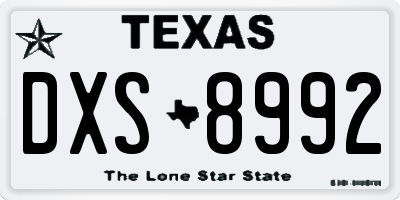 TX license plate DXS8992