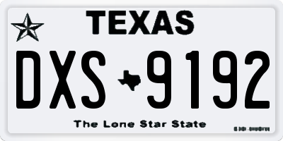 TX license plate DXS9192