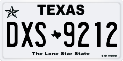 TX license plate DXS9212