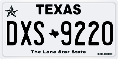 TX license plate DXS9220
