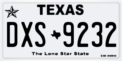 TX license plate DXS9232