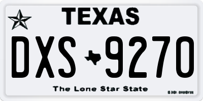 TX license plate DXS9270