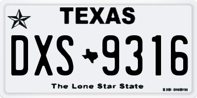 TX license plate DXS9316
