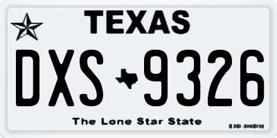 TX license plate DXS9326