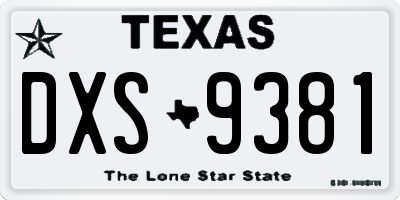 TX license plate DXS9381