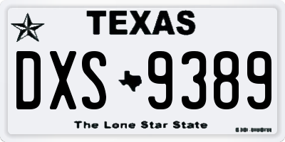 TX license plate DXS9389