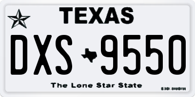 TX license plate DXS9550