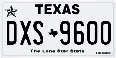 TX license plate DXS9600