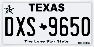 TX license plate DXS9650