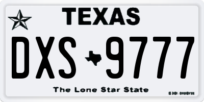 TX license plate DXS9777