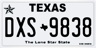 TX license plate DXS9838