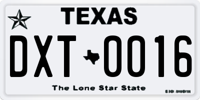 TX license plate DXT0016