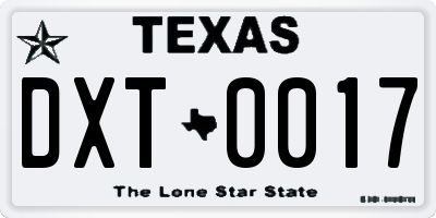 TX license plate DXT0017