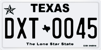 TX license plate DXT0045