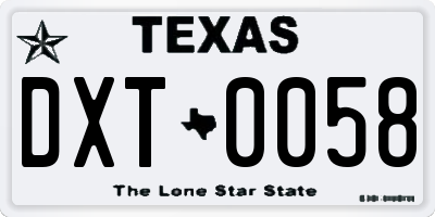 TX license plate DXT0058